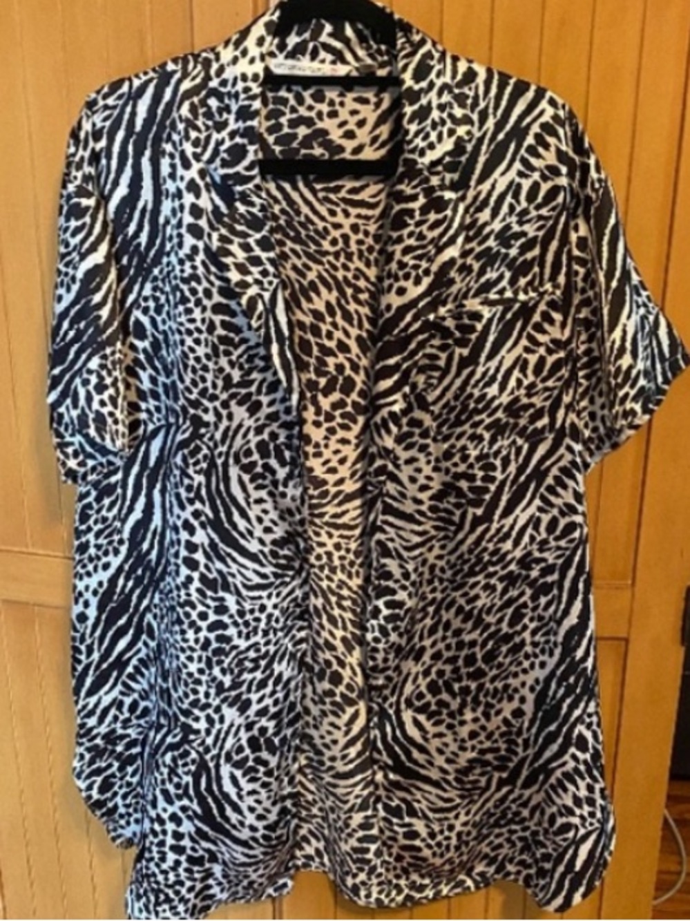 Women Victoria's Secret Black and White Animal-Print Blouse Small